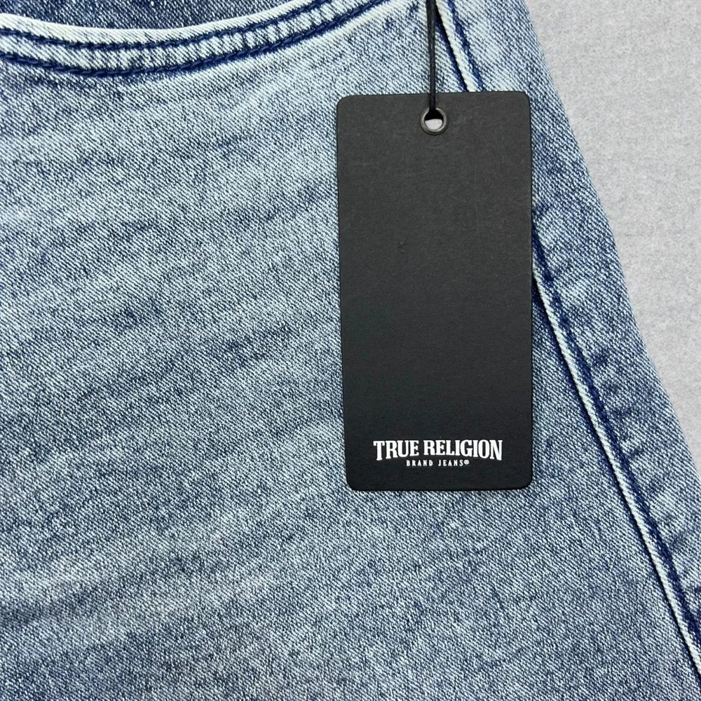True Religion Ricky SN Straight Jeans Mens 32x34 Light Sparklin Pear Wash NEW